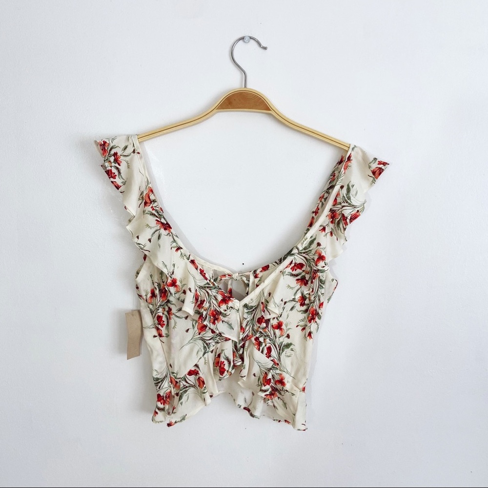 ❤️SOLD NWT Flynn Skye X Revolve Mimi Floral Ruffle Trim Tie Boho Blouse Top XS - Picture 6 of 14